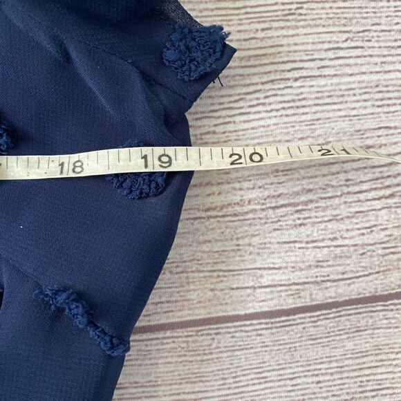 BTFBM fully lined v-cut short sleeve romper w/fabric appliqués navy blue sz L - Picture 9 of 12